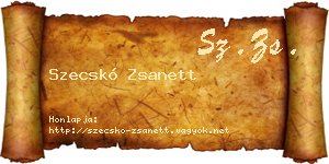 Szecskó Zsanett névjegykártya